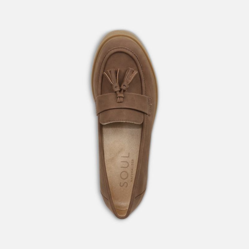 Naturalizer Women's SOUL Josie Lug Loafer - Cinnamon Brown Synthetic
