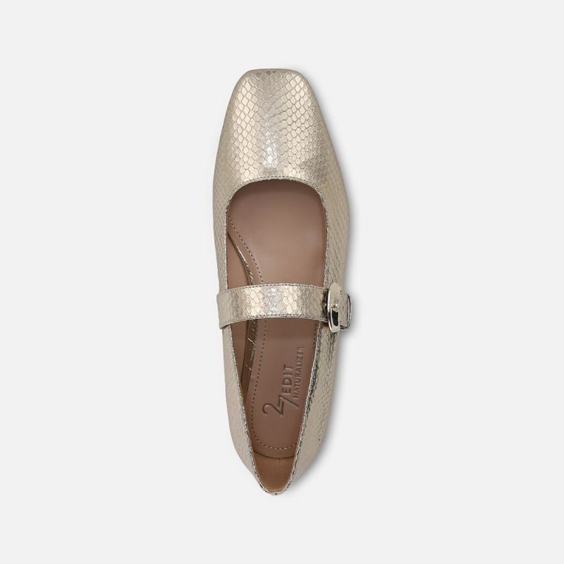 Naturalizer Women's 27 EDIT Carter Mary Jane - Champagne Metallic Snake Print Leather