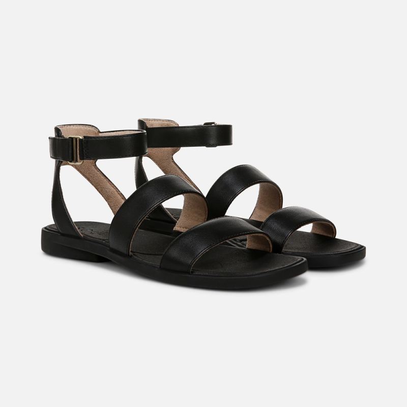Naturalizer Women's SOUL Fiesta Strappy Sandal - Black Faux Leather
