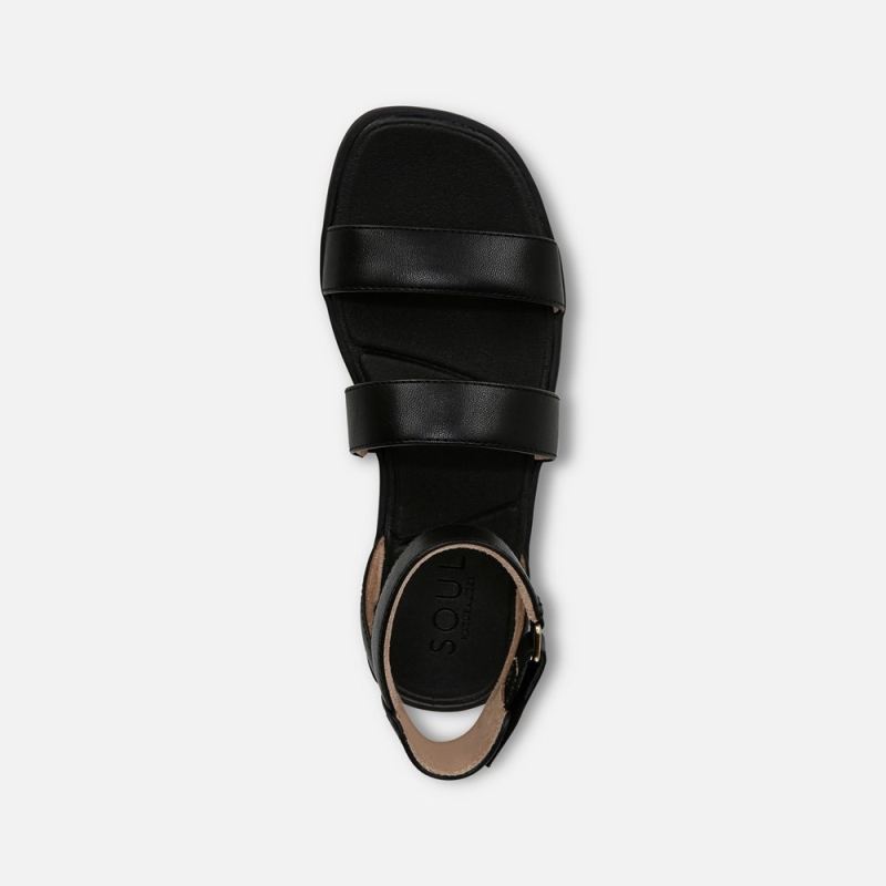 Naturalizer Women's SOUL Fiesta Strappy Sandal - Black Faux Leather