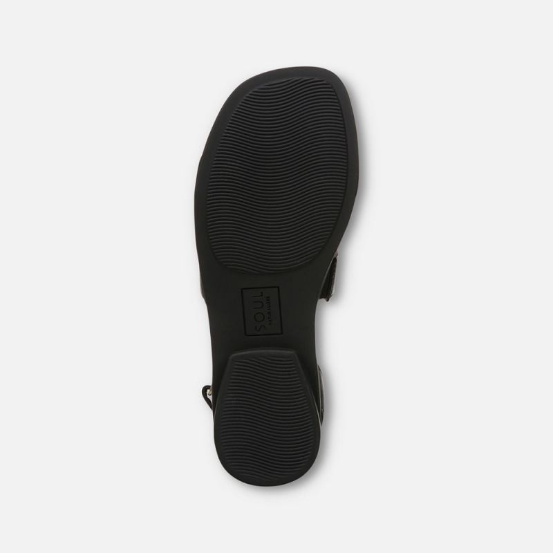 Naturalizer Women's SOUL Fiesta Strappy Sandal - Black Faux Leather
