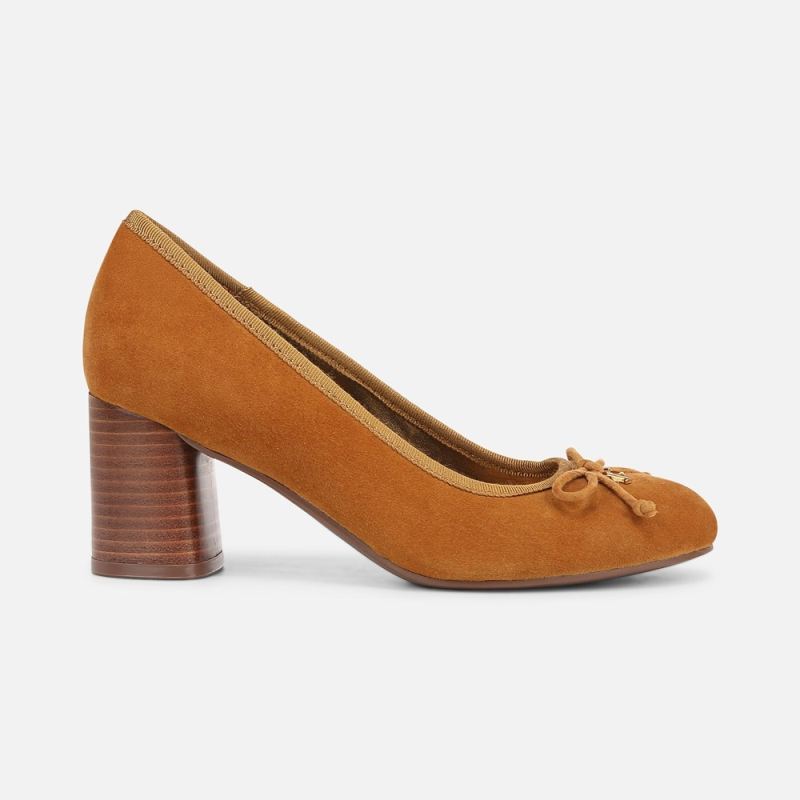 Naturalizer Women's Sienna Block Heel Pump - Dark Saffron Yellow Suede