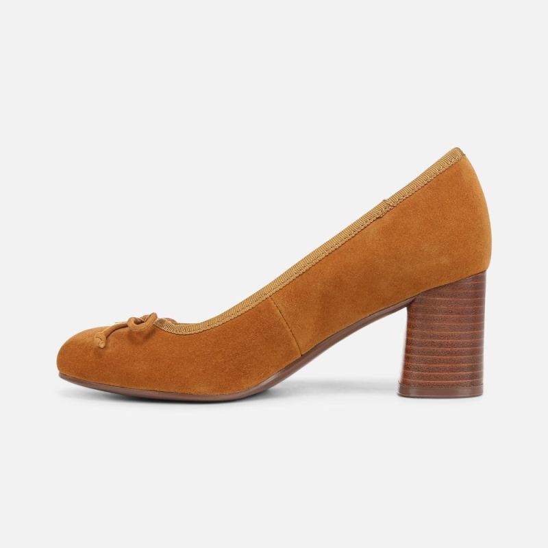 Naturalizer Women's Sienna Block Heel Pump - Dark Saffron Yellow Suede