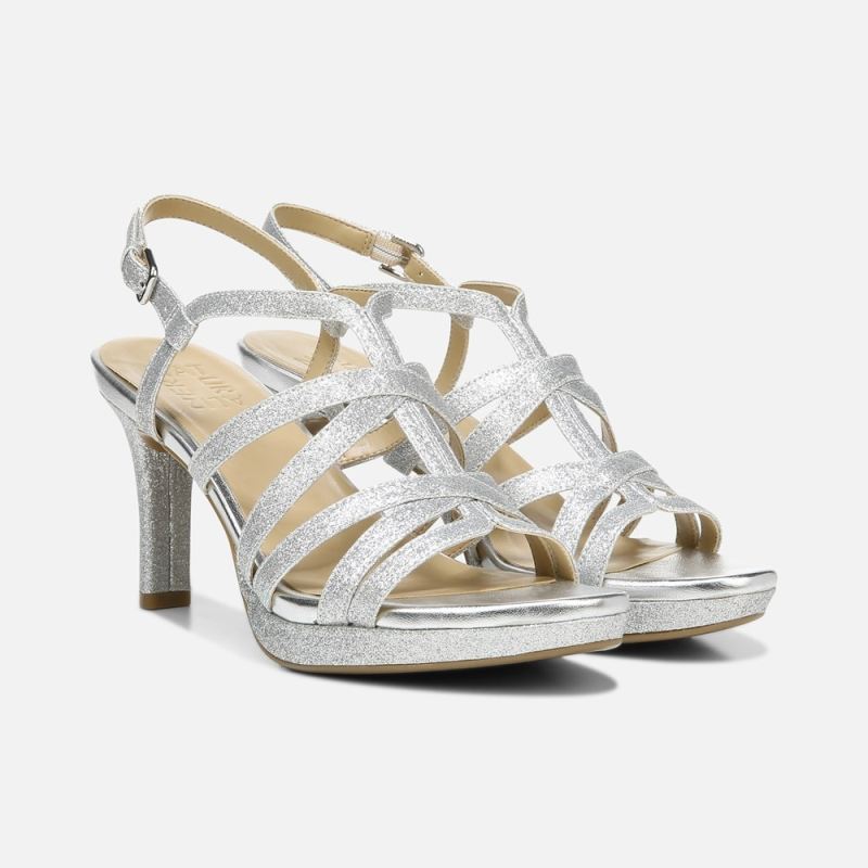 Naturalizer Women's Baylor Dress Sandal - Silver Glitter Synthetic