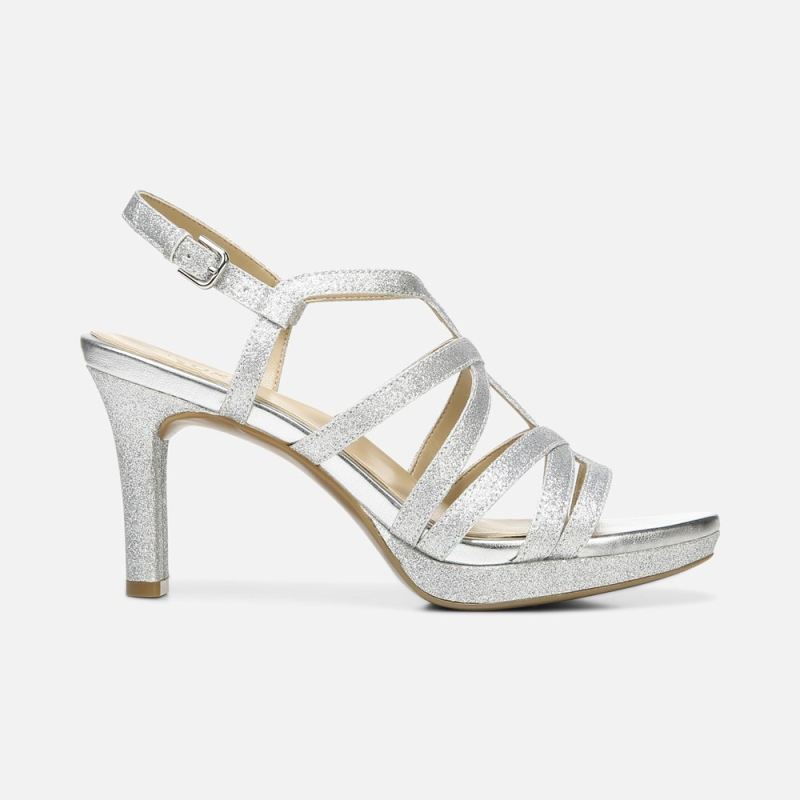 Naturalizer Women's Baylor Dress Sandal - Silver Glitter Synthetic
