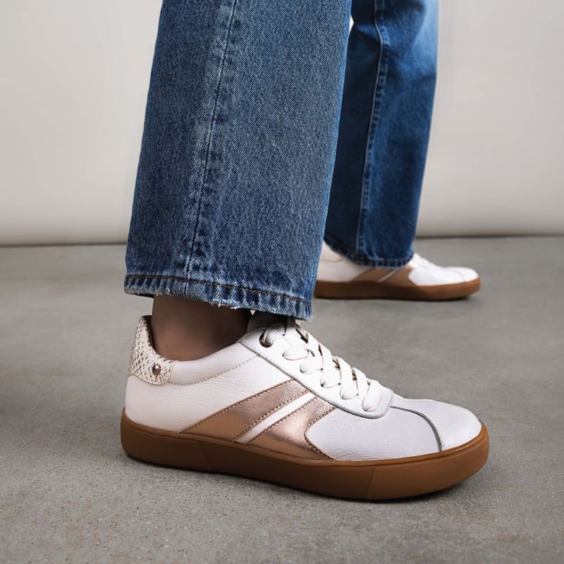 Naturalizer Women's Medina Lace Up Sneaker - Warm White / Rose Gold Leather