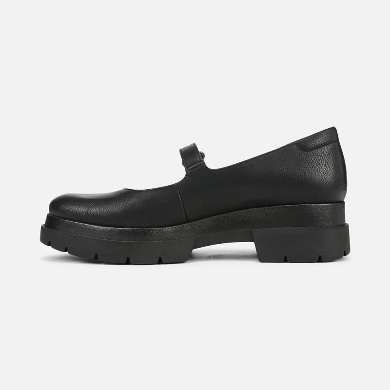 Naturalizer Women's SOUL Olivet Mary Jane Lug Flat - Black Faux Leather