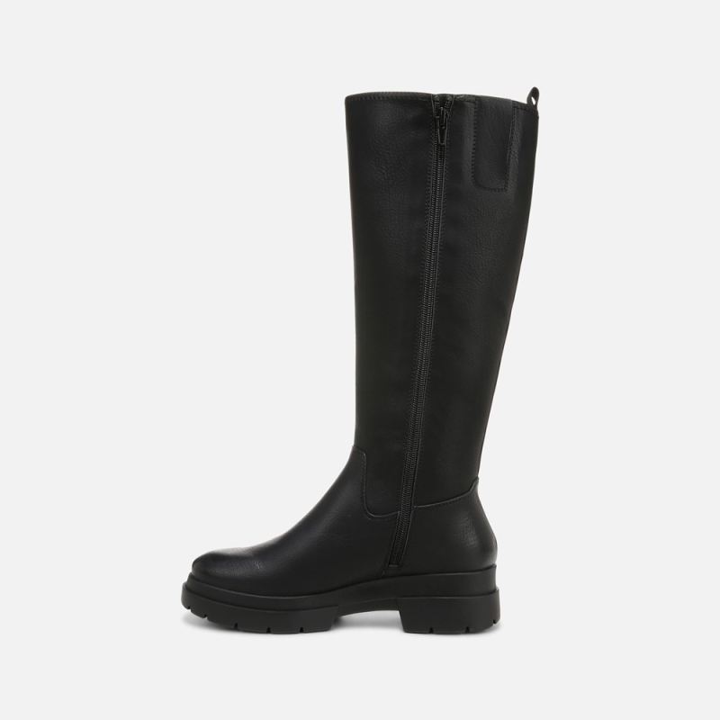 Naturalizer Women's SOUL Orchid Weather Resistant Wide Calf Boot - Black Smooth Faux Leather