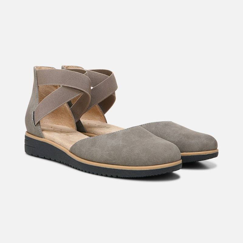 Naturalizer Women's SOUL Intro Flat - Grey Synthetic Nubuck