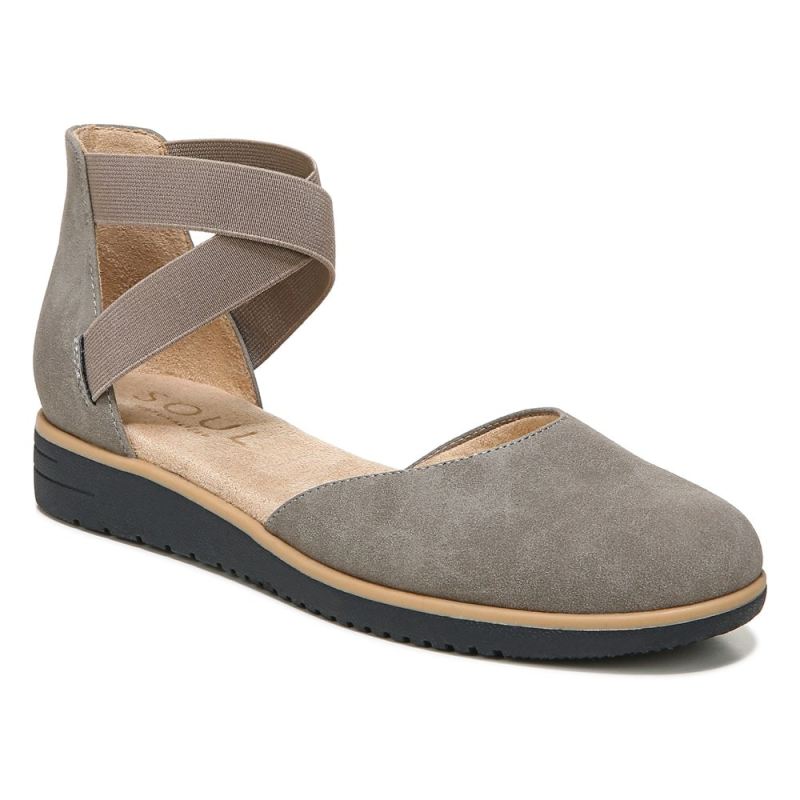 Naturalizer Women's SOUL Intro Flat - Grey Synthetic Nubuck