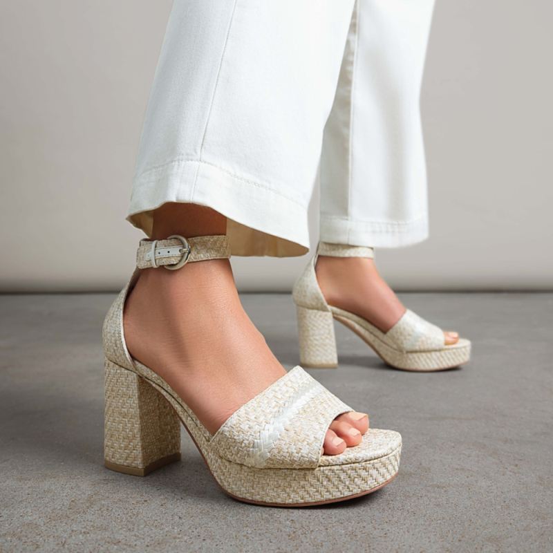 Naturalizer Women's Pearlyn Dress Sandal - Eggshell Beige Raffia