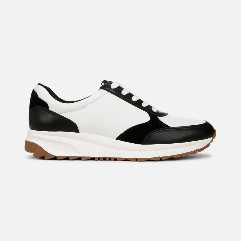 Naturalizer Women's Shay Lace Up Sneaker - Warm White / Black Leather