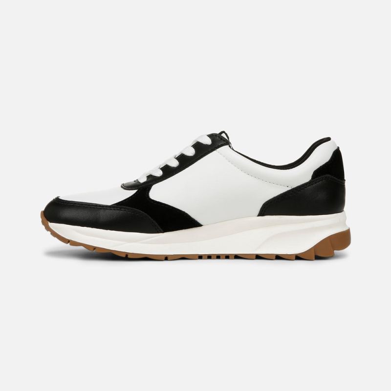 Naturalizer Women's Shay Lace Up Sneaker - Warm White / Black Leather