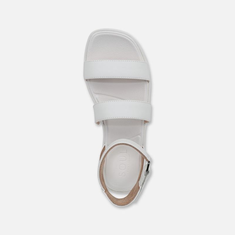 Naturalizer Women's SOUL Fiesta Strappy Sandal - White Faux Leather