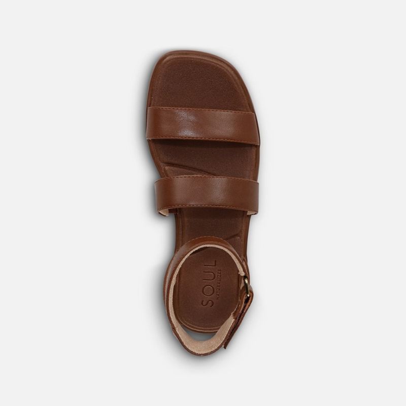 Naturalizer Women's SOUL Fiesta Strappy Sandal - Brown Faux Leather