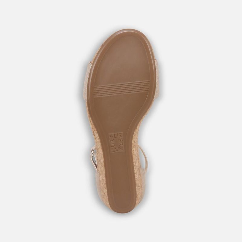 Naturalizer Women's Areda Wedge Sandal - Fawn Beige Faux Leather
