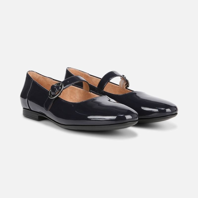 Naturalizer Women's Kelly Mary Jane Flat - French Navy Synthetic