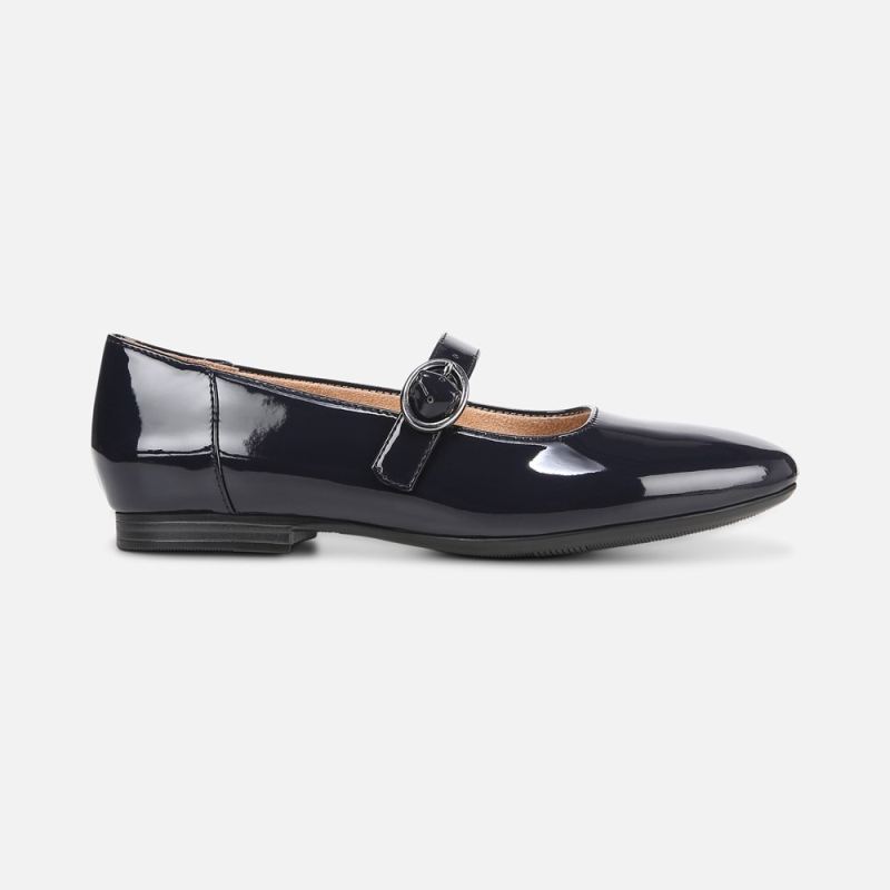 Naturalizer Women's Kelly Mary Jane Flat - French Navy Synthetic