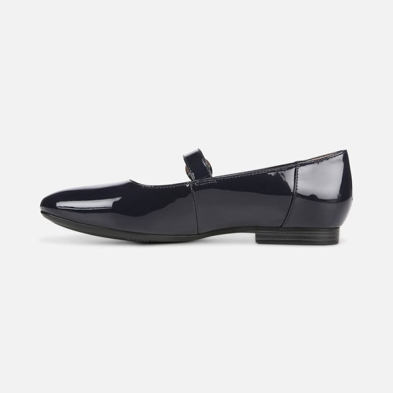 Naturalizer Women's Kelly Mary Jane Flat - French Navy Synthetic