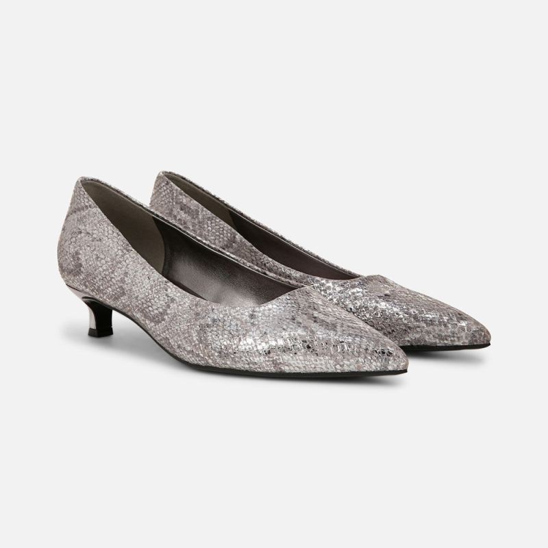 Naturalizer Women's Natalia Kitten Heel - Silver Snake Print Leather
