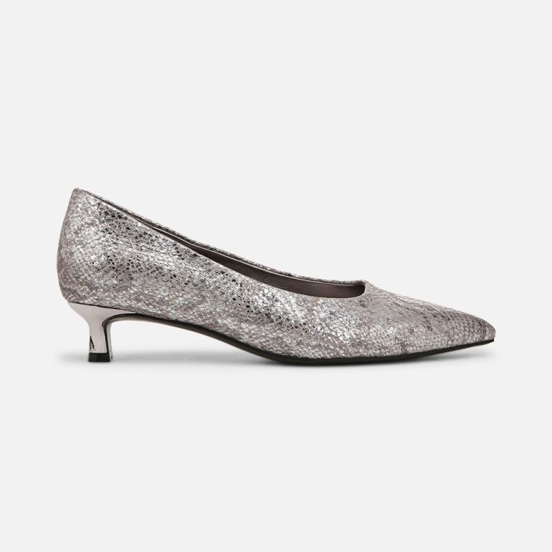 Naturalizer Women's Natalia Kitten Heel - Silver Snake Print Leather