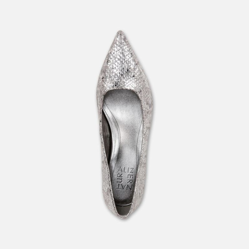 Naturalizer Women's Natalia Kitten Heel - Silver Snake Print Leather