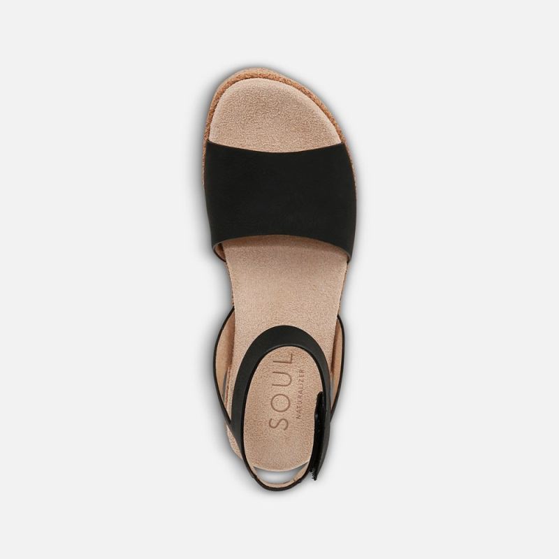 Naturalizer Women's SOUL Deara Sandal - Black Faux Leather