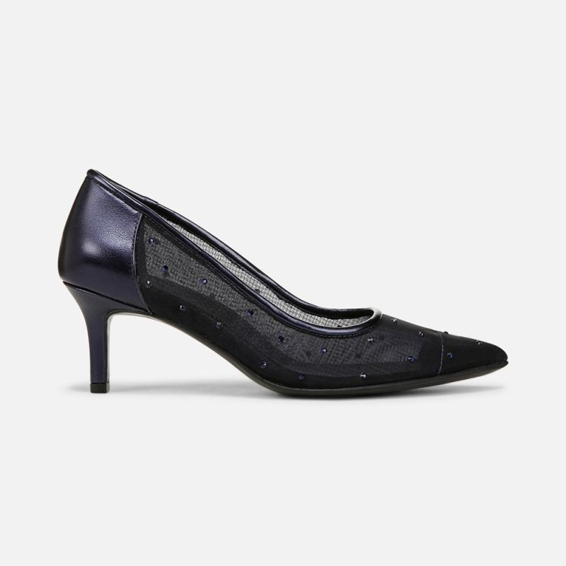 Naturalizer Women's Everly Pump - Midnight Blue Faux Leather \u0026 Mesh