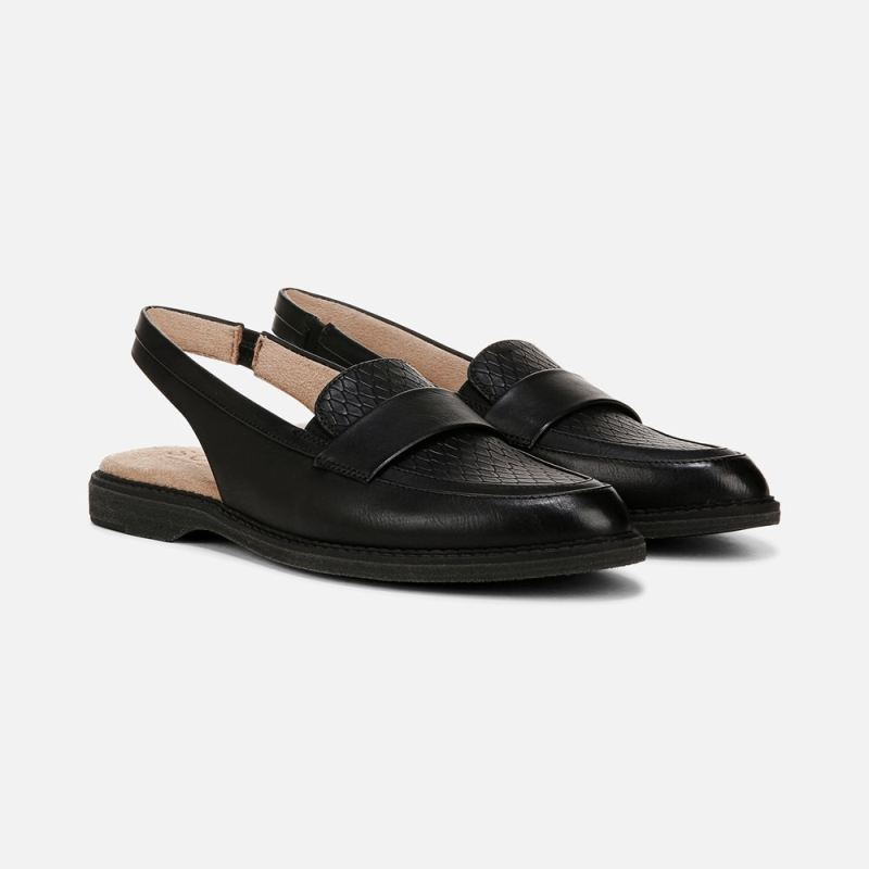 Naturalizer Women's SOUL Yeah Slingback Loafer - Black Faux Leather