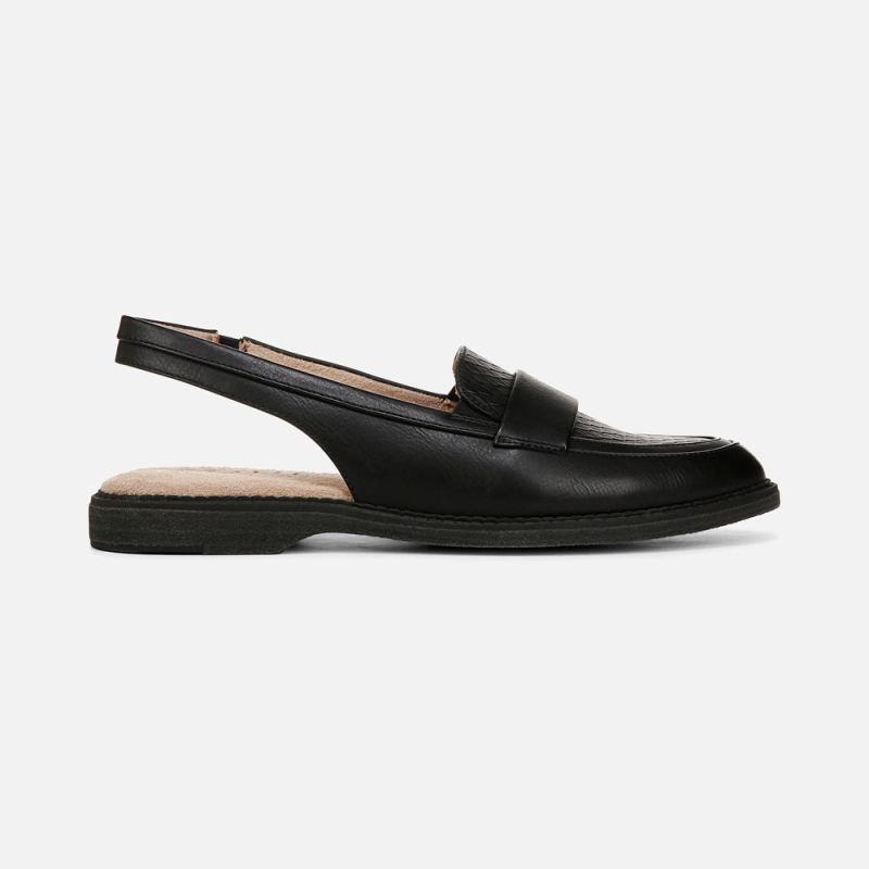 Naturalizer Women's SOUL Yeah Slingback Loafer - Black Faux Leather