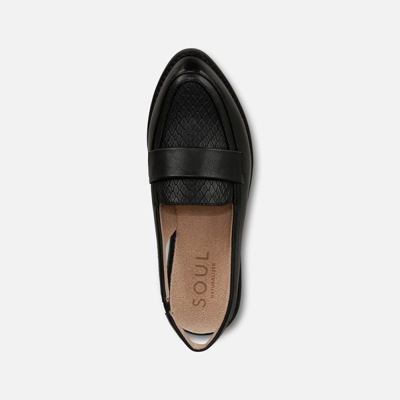 Naturalizer Women's SOUL Yeah Slingback Loafer - Black Faux Leather