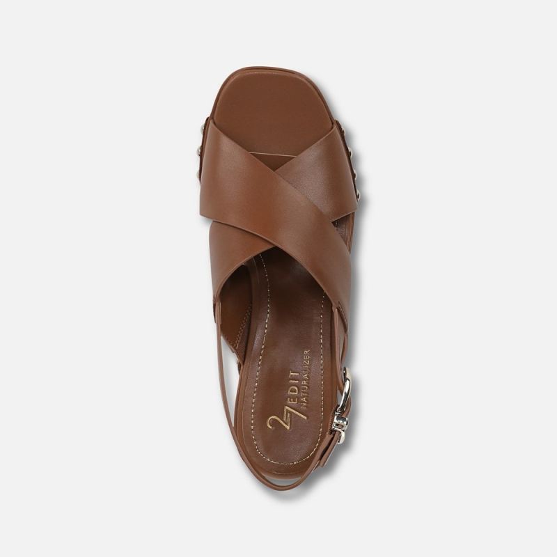 Naturalizer Women's 27 EDIT Kirsten Platform Slingback - English Tea Brown Leather