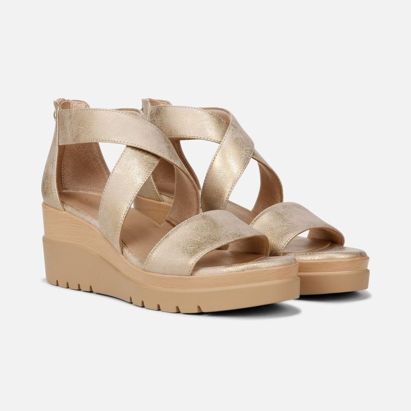 Naturalizer Women's Soul Goodtimes Wedge Sandal - Gold Faux Leather