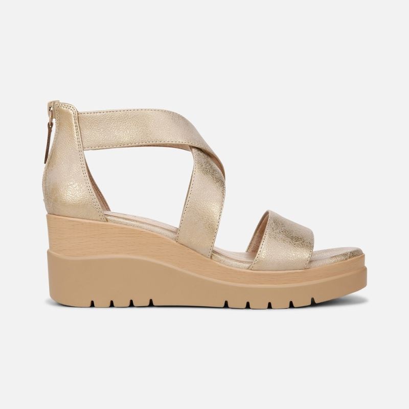 Naturalizer Women's Soul Goodtimes Wedge Sandal - Gold Faux Leather