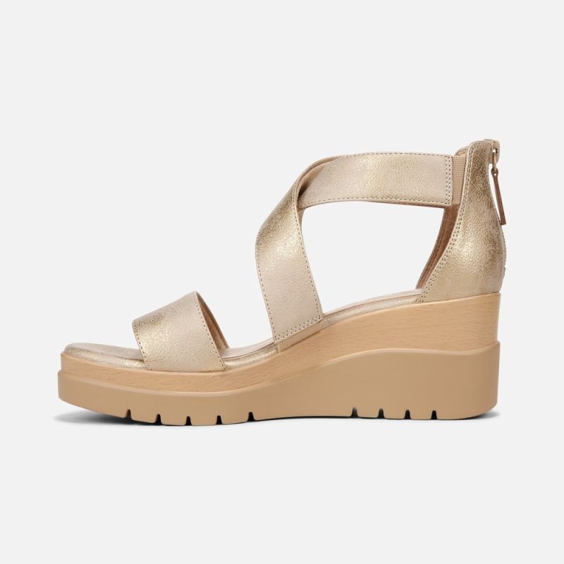Naturalizer Women's Soul Goodtimes Wedge Sandal - Gold Faux Leather
