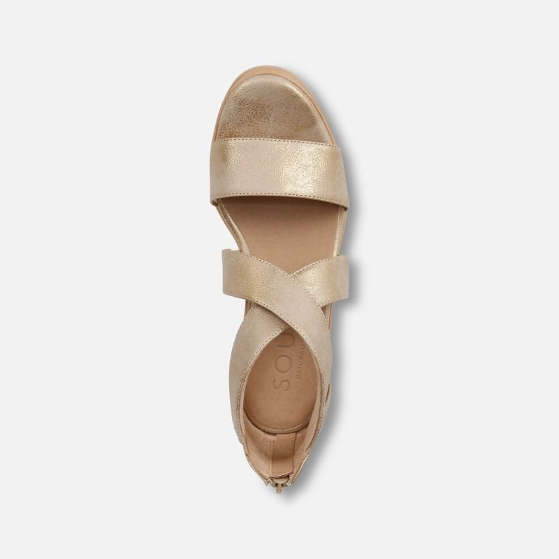 Naturalizer Women's Soul Goodtimes Wedge Sandal - Gold Faux Leather