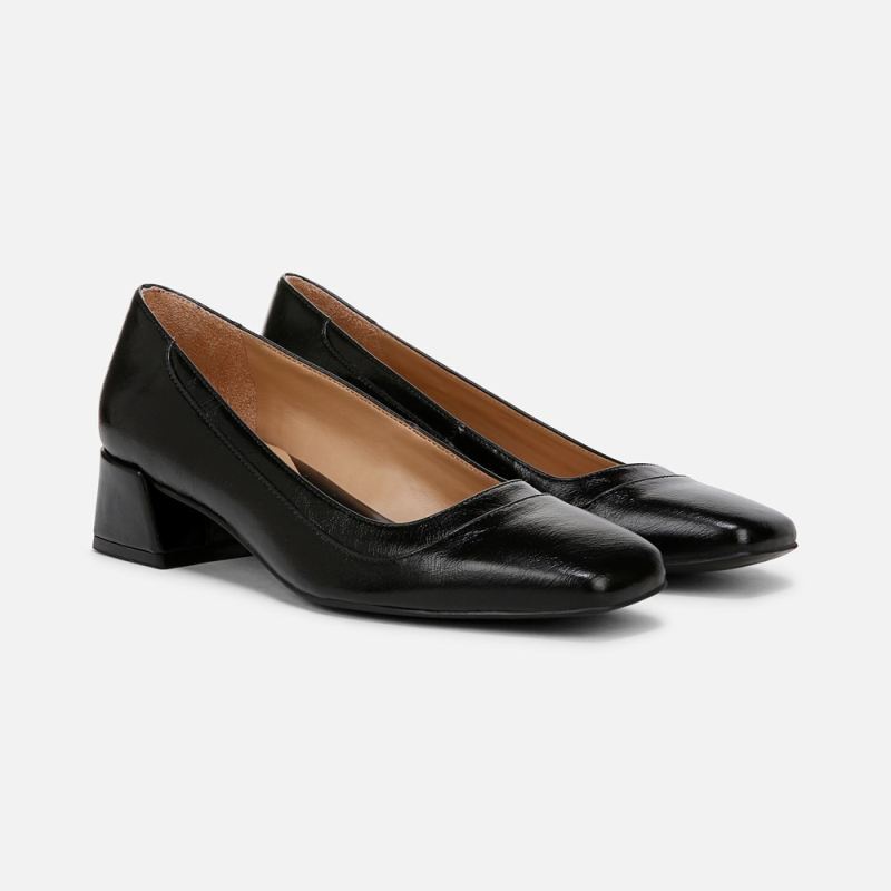Naturalizer Women's Huntley Block Heel Pump - Black Faux Leather