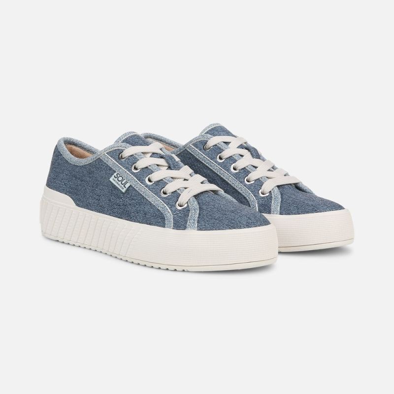 Naturalizer Women's SOUL Iliana Lace Up Sneaker - Denim Blue Faux Leather