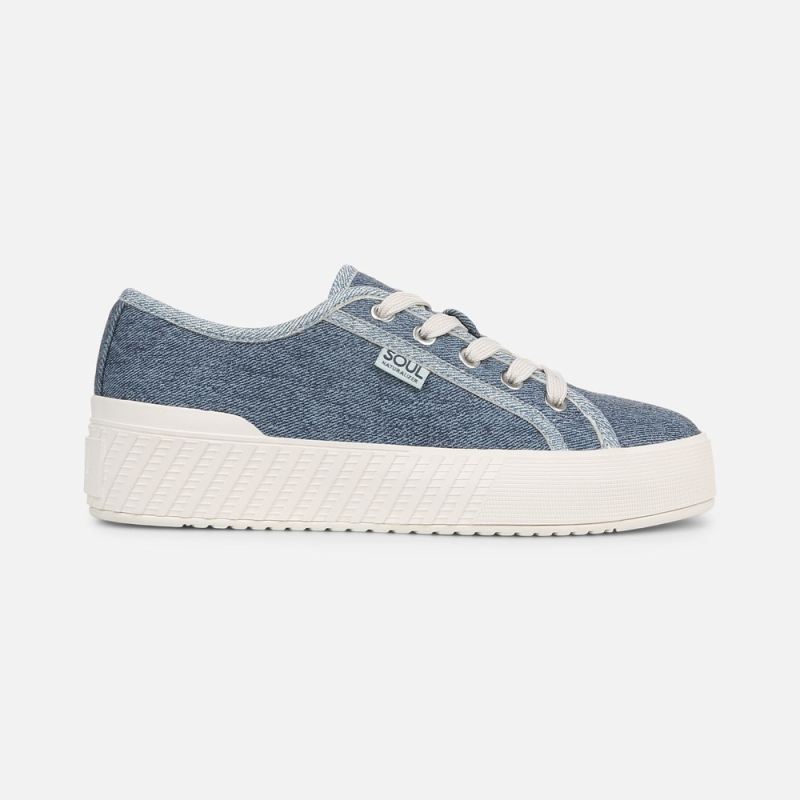 Naturalizer Women's SOUL Iliana Lace Up Sneaker - Denim Blue Faux Leather