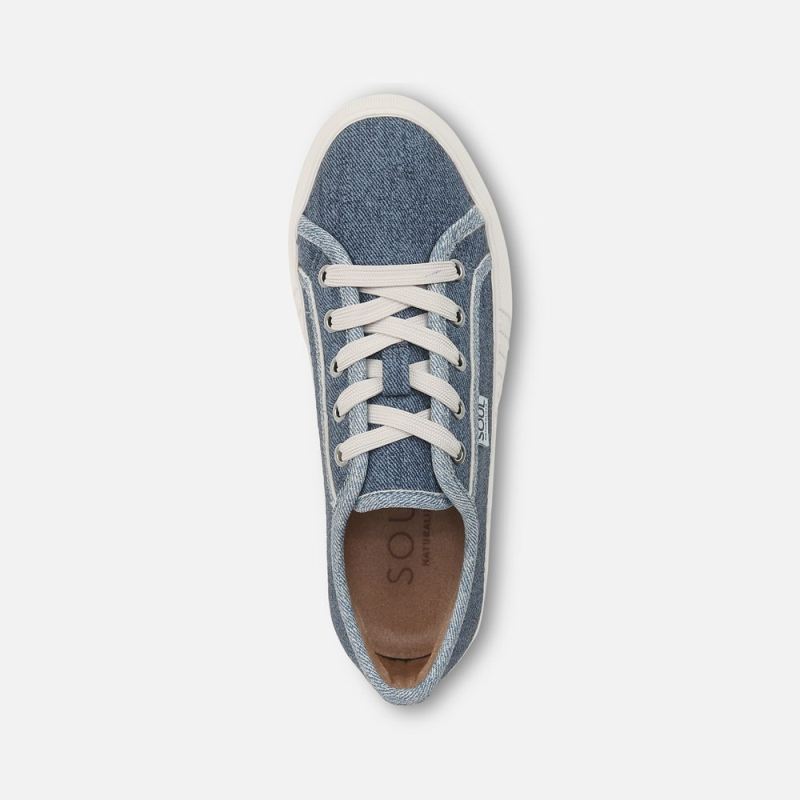 Naturalizer Women's SOUL Iliana Lace Up Sneaker - Denim Blue Faux Leather