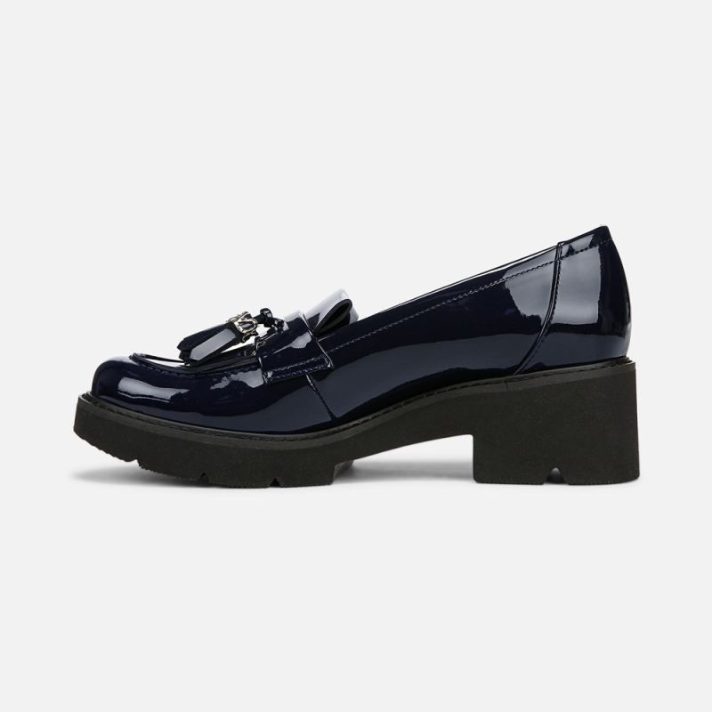 Naturalizer Women's Desmond Lug Loafer - French Navy Faux Leather