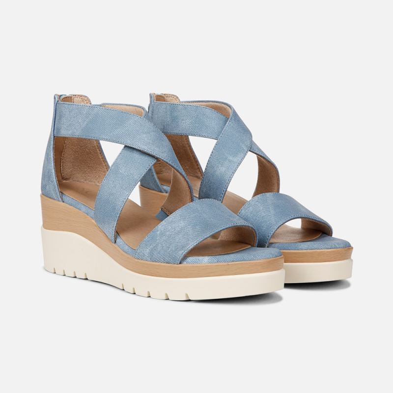 Naturalizer Women's Soul Goodtimes Wedge Sandal - Mid Blue Fabric