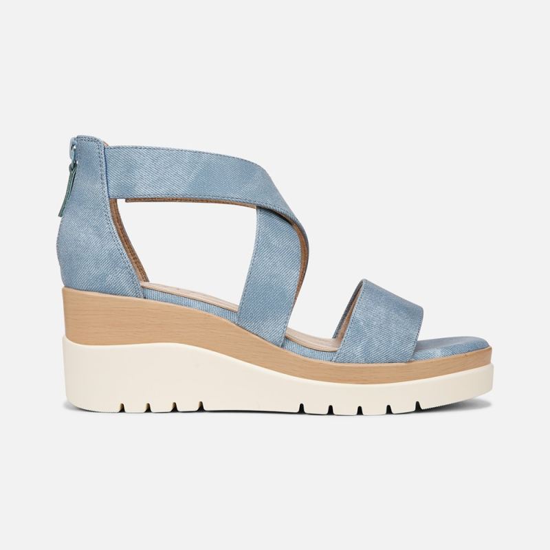 Naturalizer Women's Soul Goodtimes Wedge Sandal - Mid Blue Fabric