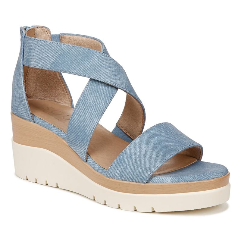 Naturalizer Women's Soul Goodtimes Wedge Sandal - Mid Blue Fabric