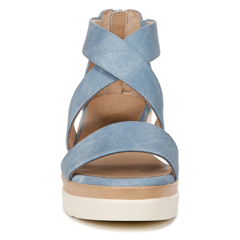 Naturalizer Women's Soul Goodtimes Wedge Sandal - Mid Blue Fabric