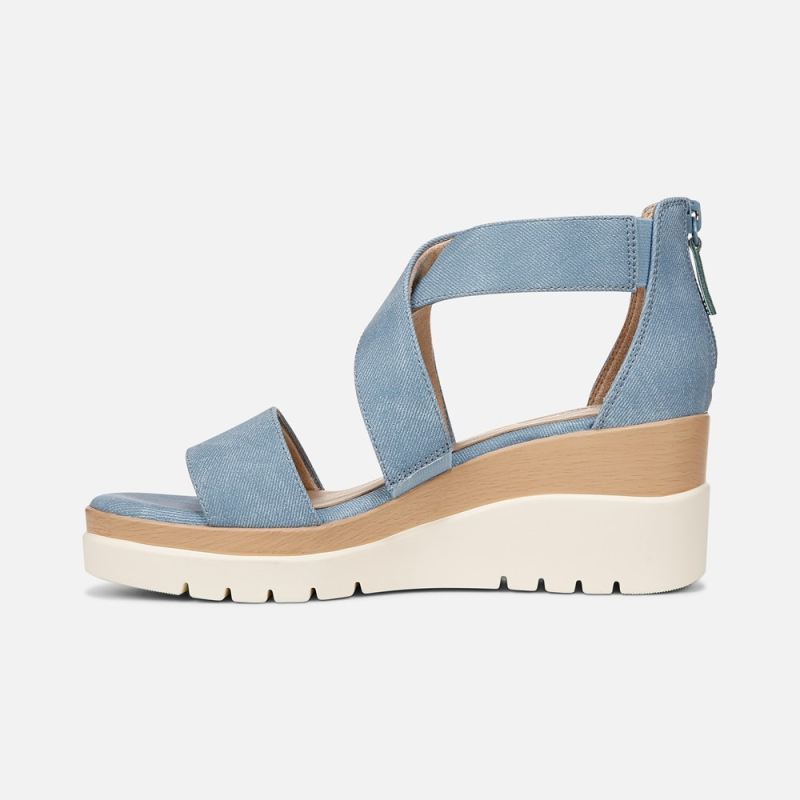 Naturalizer Women's Soul Goodtimes Wedge Sandal - Mid Blue Fabric