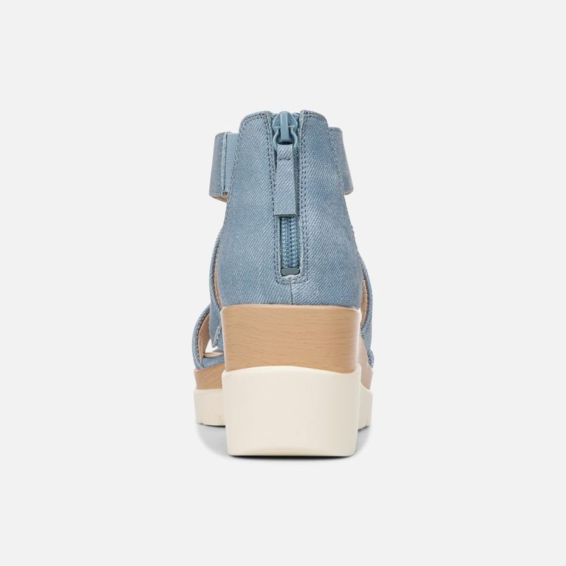 Naturalizer Women's Soul Goodtimes Wedge Sandal - Mid Blue Fabric