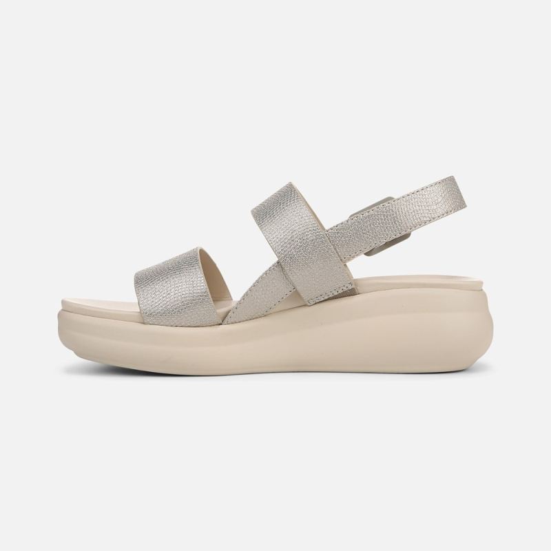 Naturalizer Women's Coast Wedge Sandal - Warm Silver Faux Leather