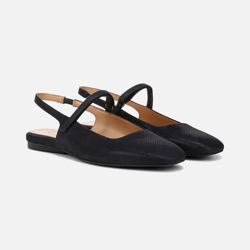 Naturalizer Women's Connie Mary Jane Slingback Flat - Navy Leather