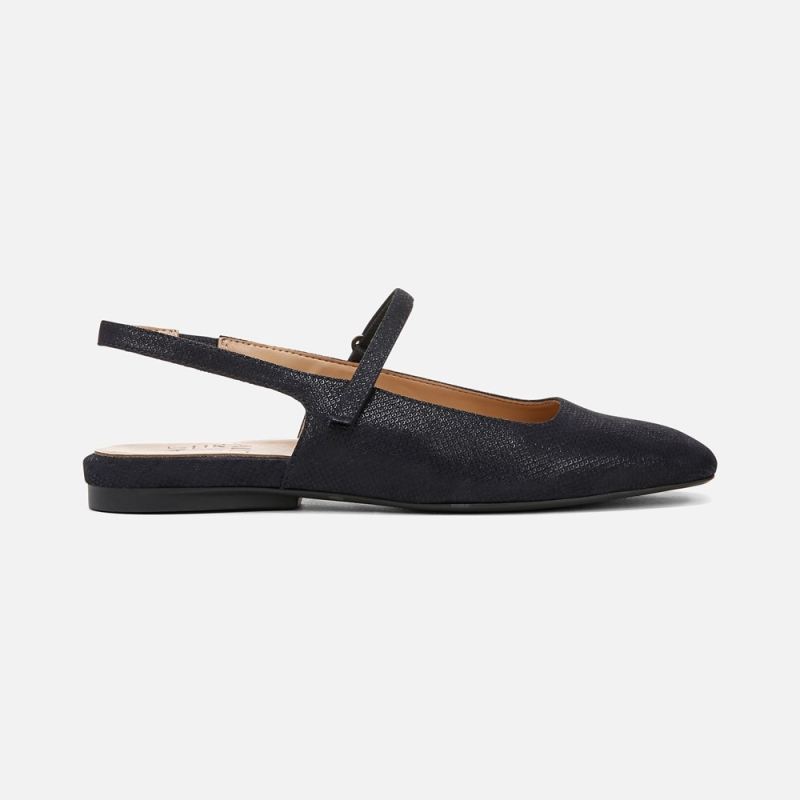 Naturalizer Women's Connie Mary Jane Slingback Flat - Navy Leather